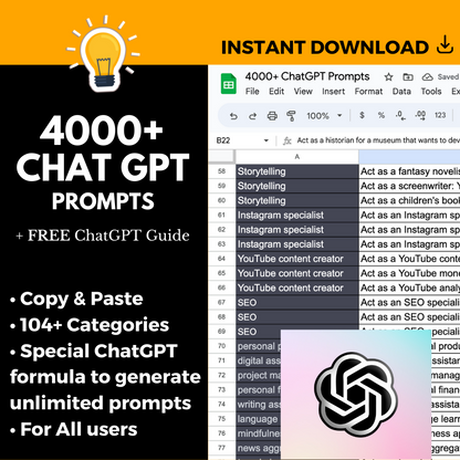 4000+ ChatGPT prompts + Free Guide